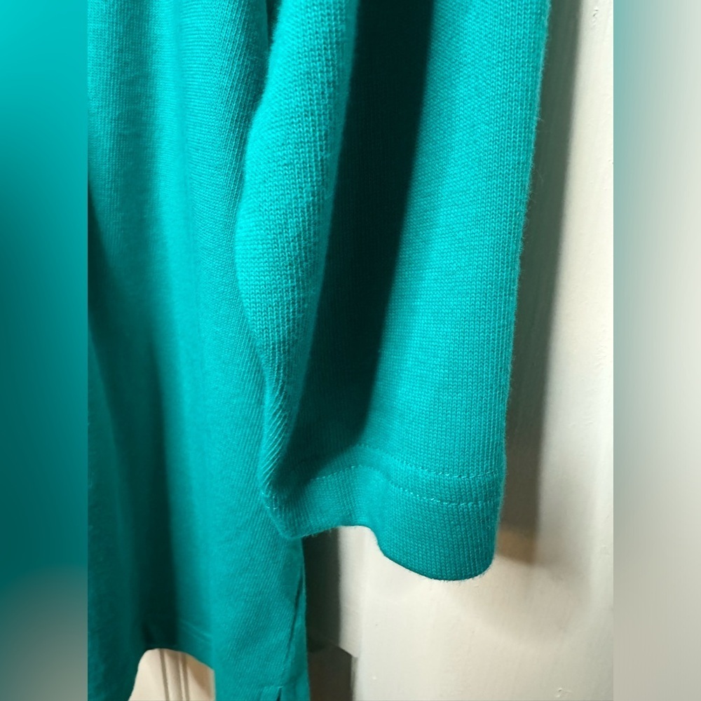 Bob Mackie Wearable Art teal tunic top w/ black and white embellishments Size M - Picture 5 of 12
